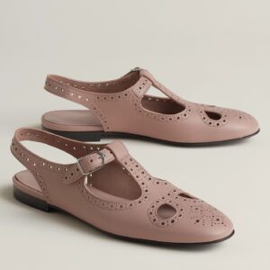 Hermes Kim Slingbacks in Nude Ghillies Nappa Leather