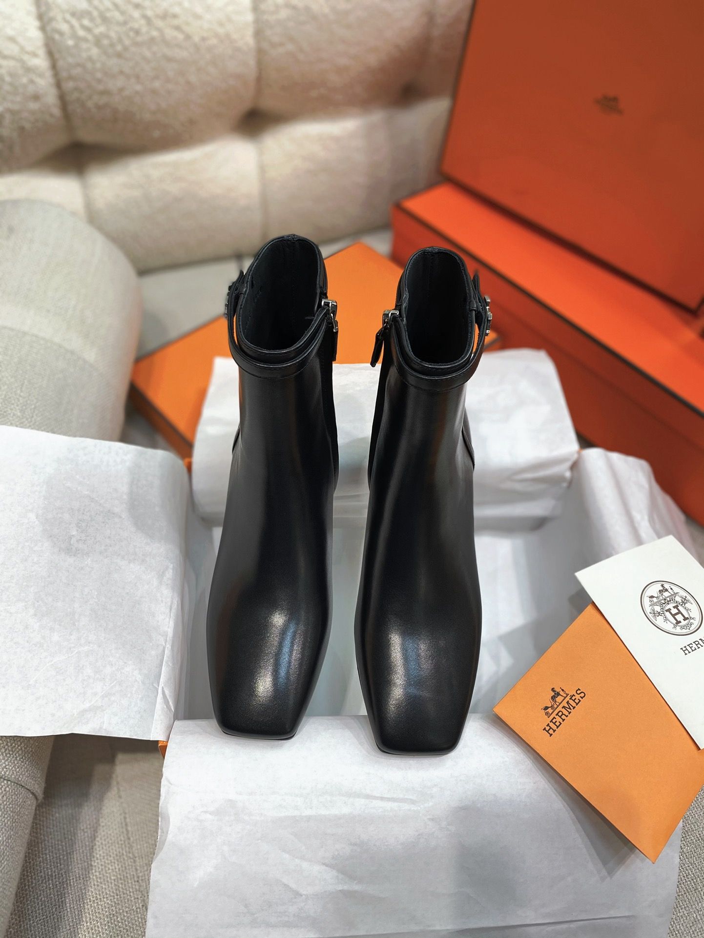 Hermes Imperial 50 Ankle Boots in Black Calfskin - Image 3