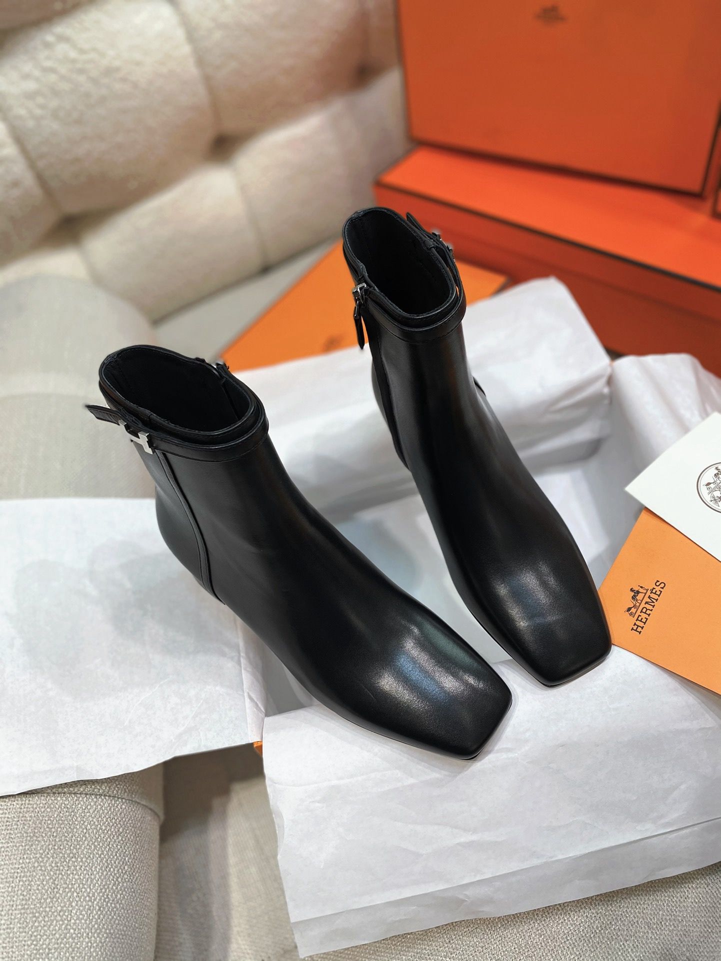 Hermes Imperial 50 Ankle Boots in Black Calfskin - Image 4