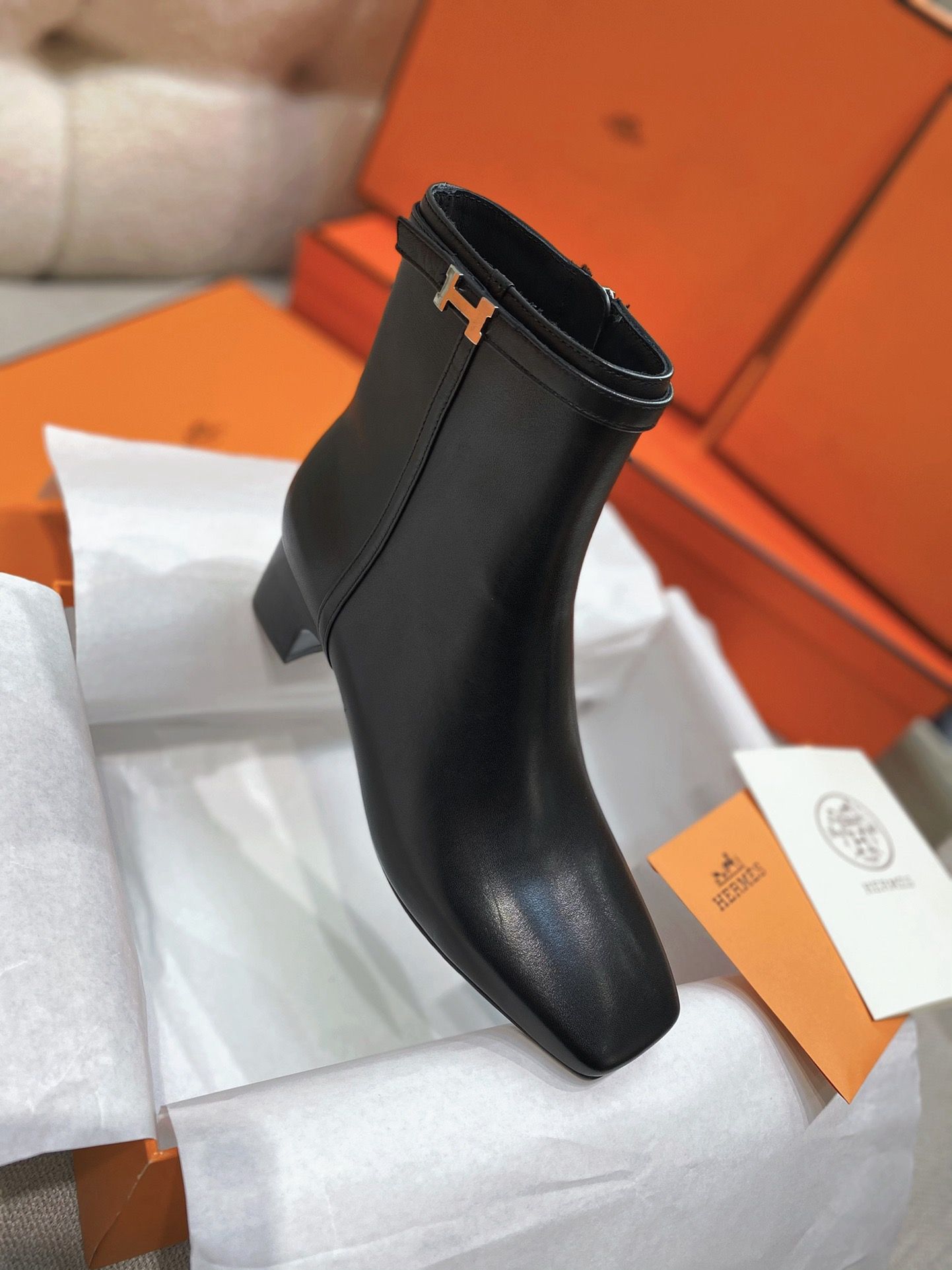 Hermes Imperial 50 Ankle Boots in Black Calfskin - Image 6