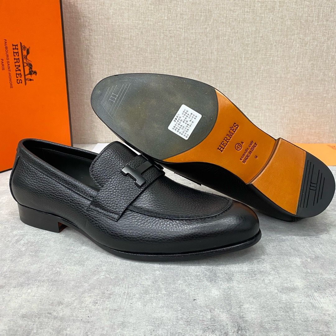 Hermes Men's Paris Loafers in Black Taurillon Leather - Image 7