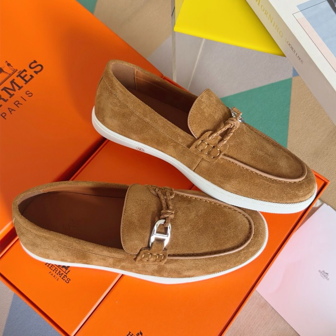 Hermes Men's Ignacio Loafers in Brown Suede Calfskin - Image 8