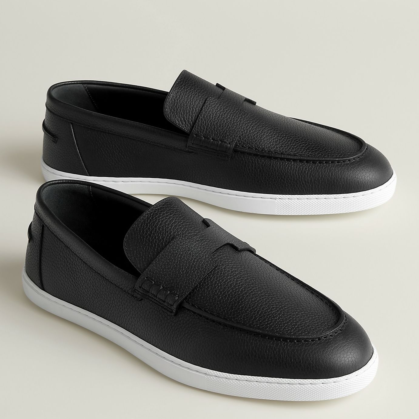 Hermes Men's Job Loafers in Black Taurillon Leather