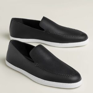 Hermes Men's Julian Loafers in Black Leather