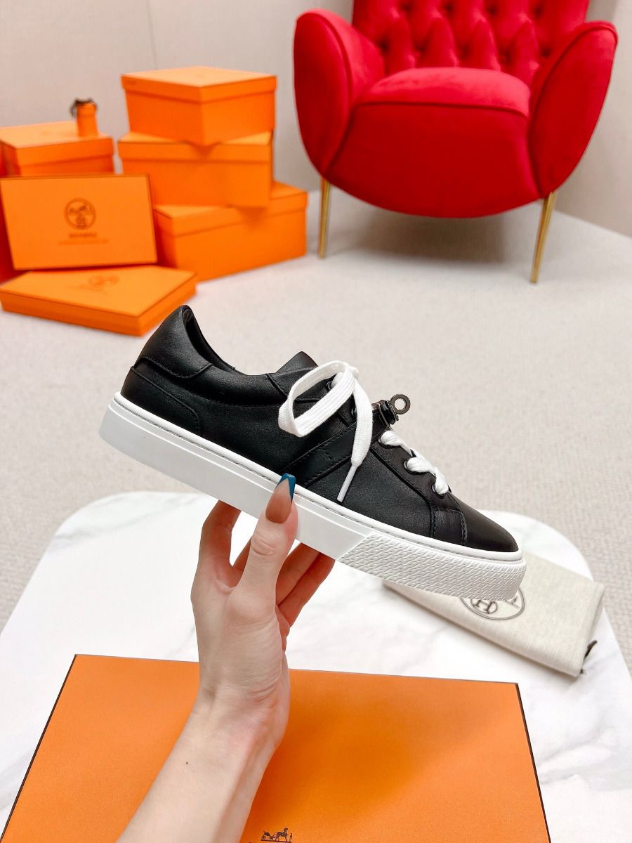 Hermes Men's Day Sneakers in Black Leather - Image 4