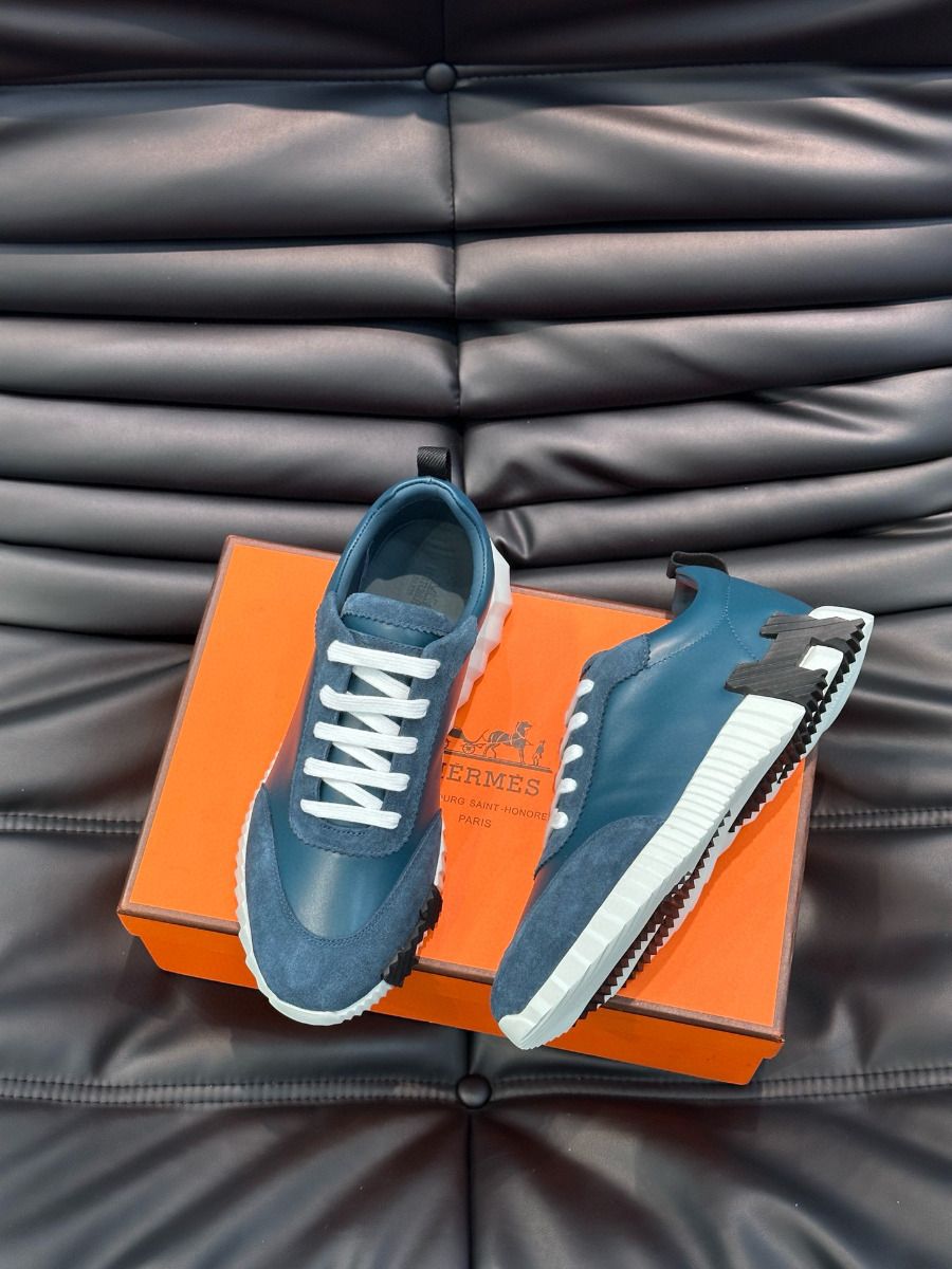 Hermes Men's Bouncing Sneakers in Blue Leather - Image 3