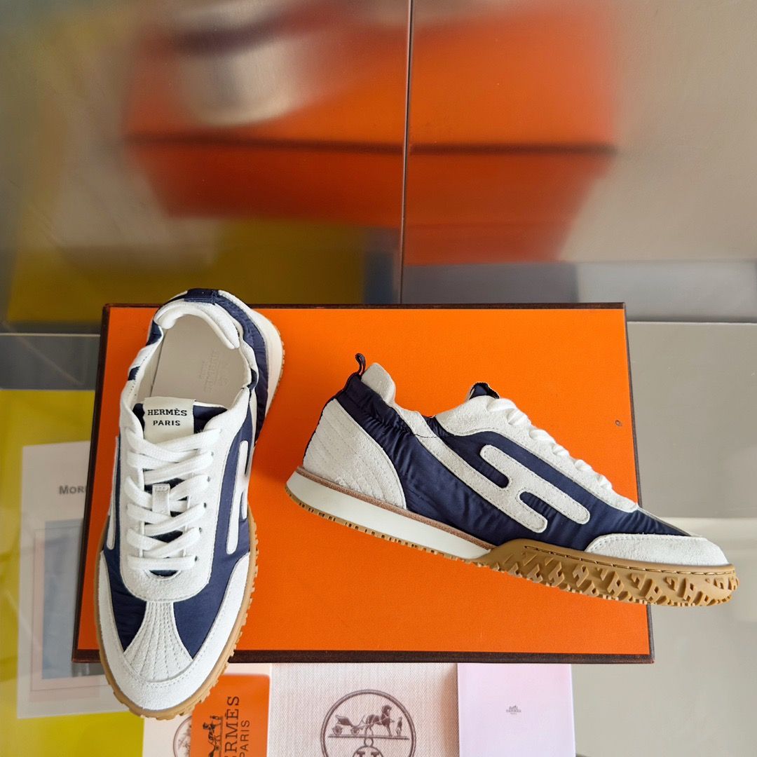 Hermes Men's Jet Sneakers in Blue Technical Canvas - Image 5