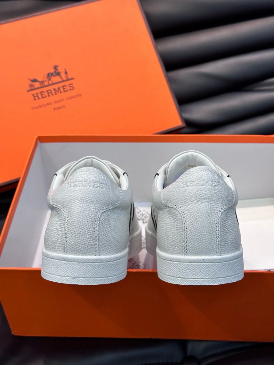 Hermes Boomerang Sneakers In White Epsom Calfskin - Image 8