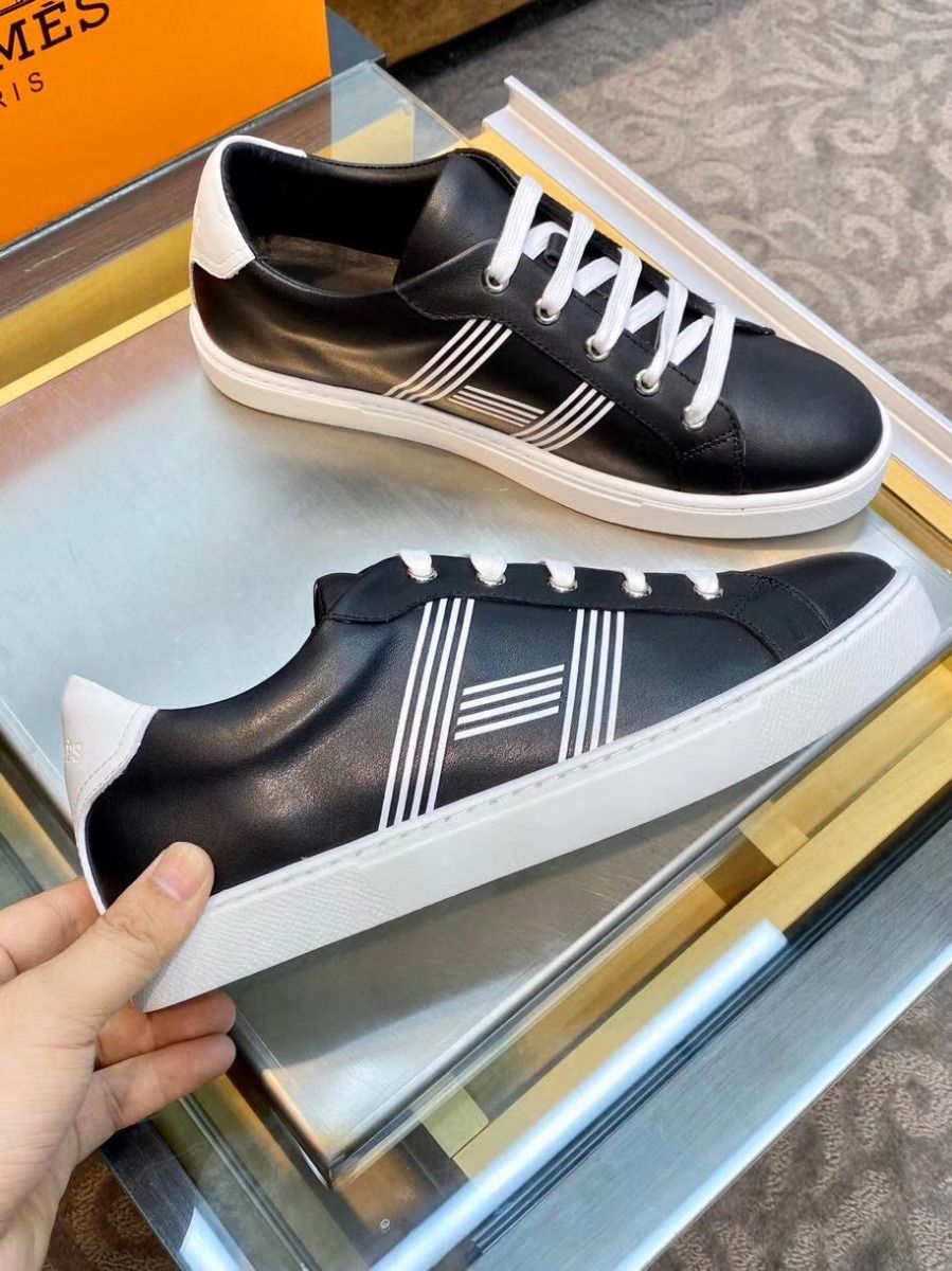 Hermes Men's Avantage Sneakers In Black Calfskin - Image 6