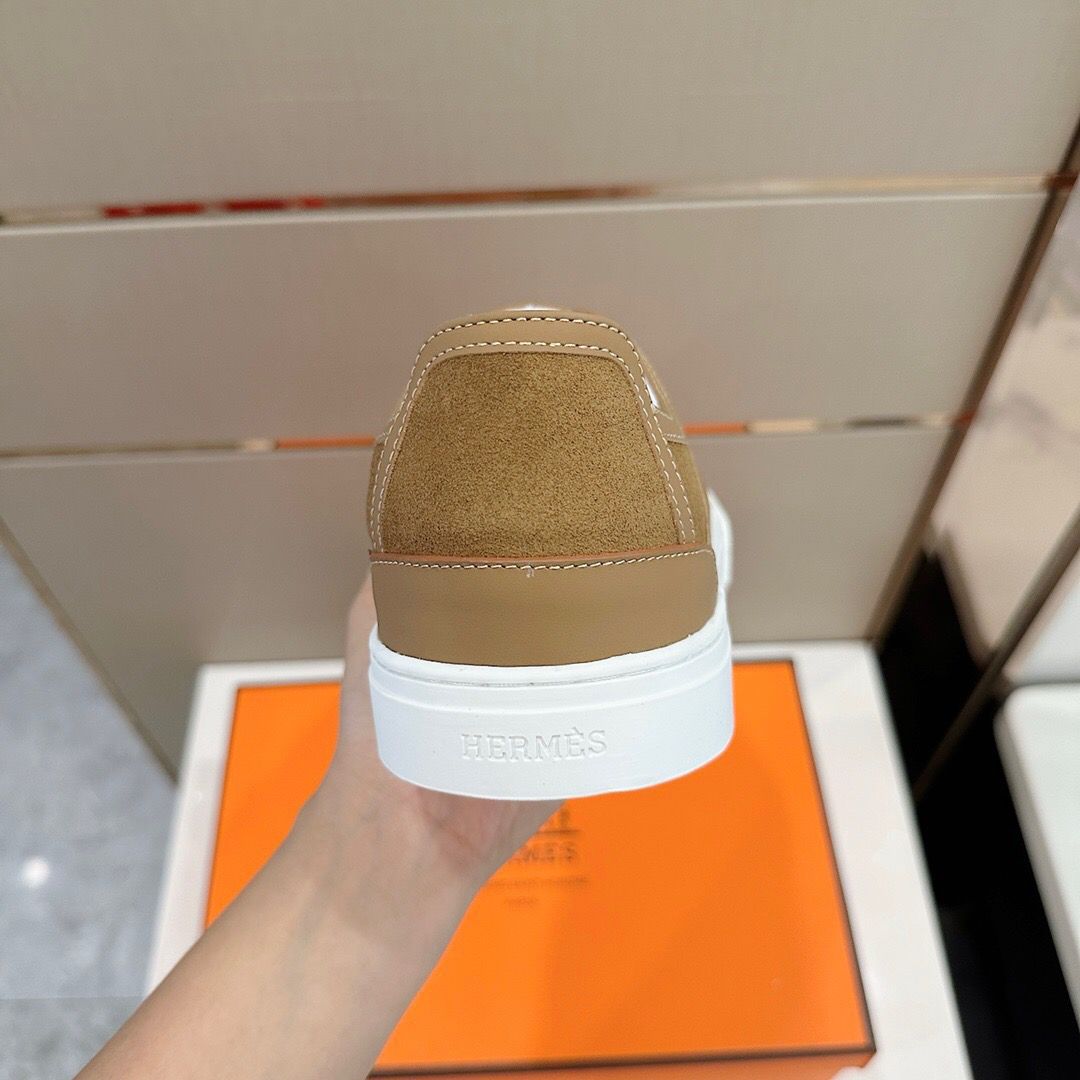 Hermes Men's Get Sneakers in Beige Suede Leather - Image 6
