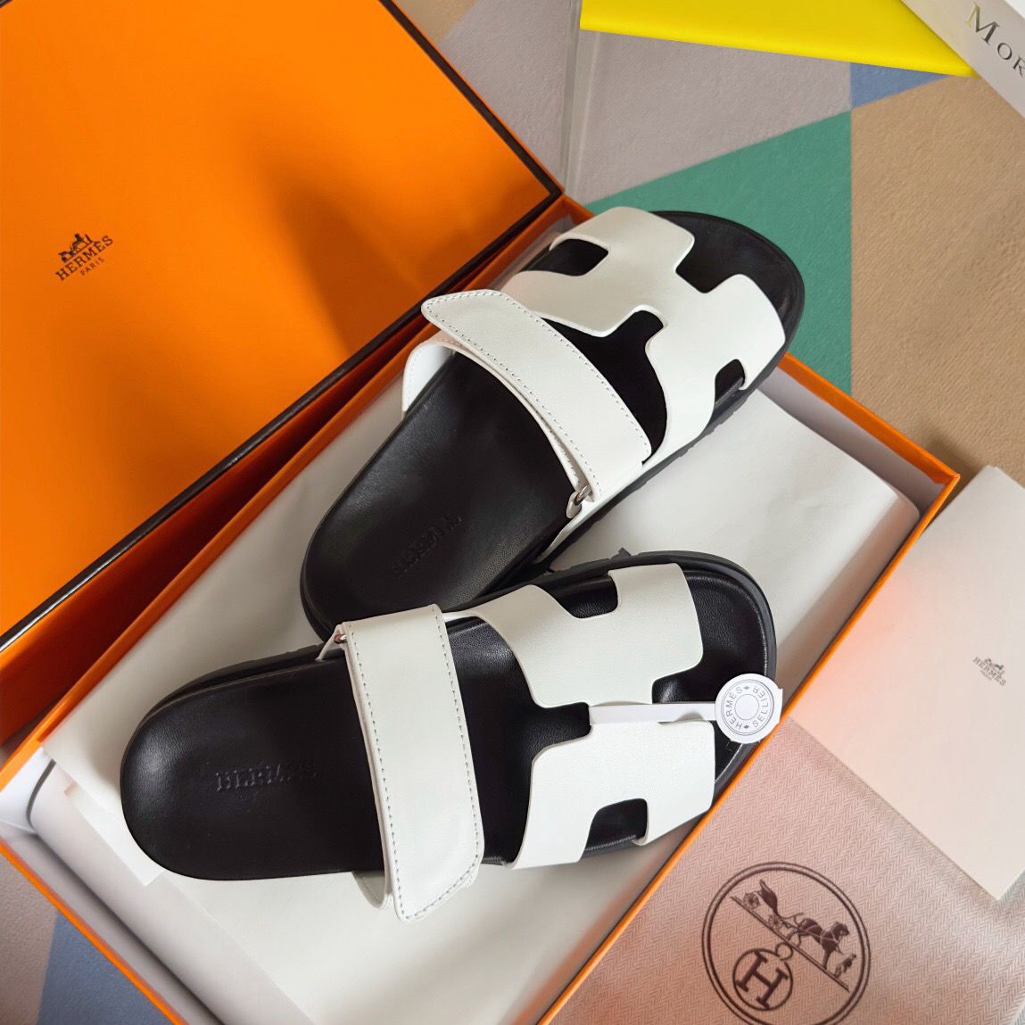 Hermes Men's Chypre Sandals in White Calfskin - Image 8