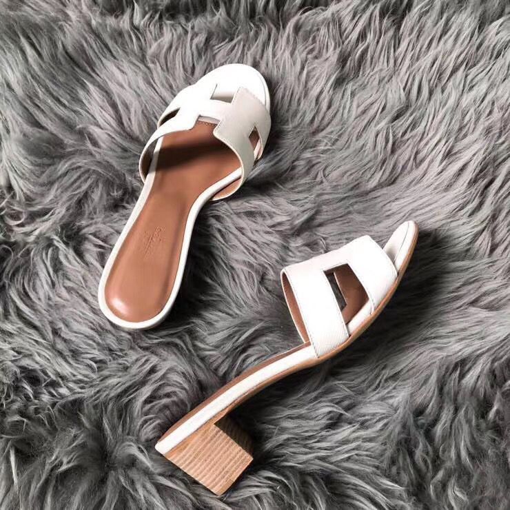 Hermes Oasis Sandals In White Epsom Leather - Image 7