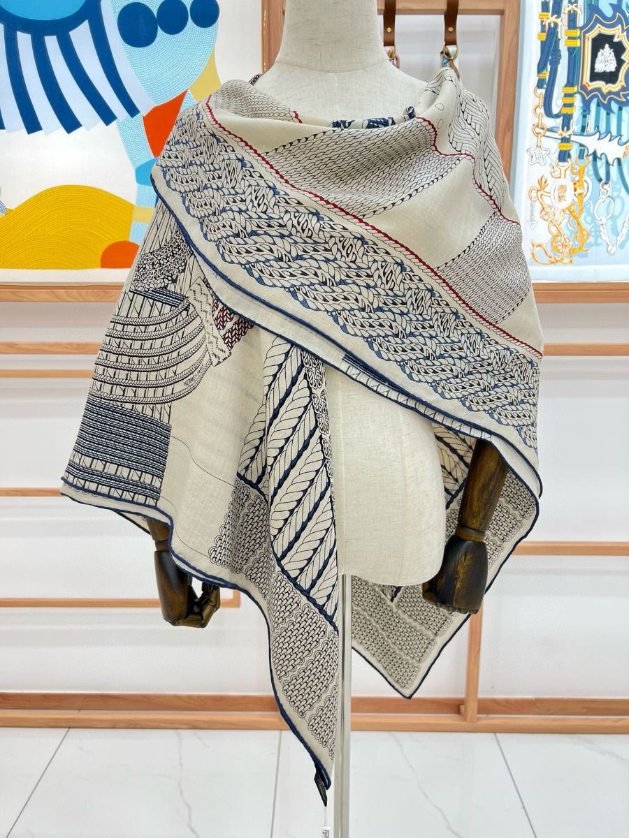 Hermes Grey Dressage Tressage Shawl 140 - Image 4