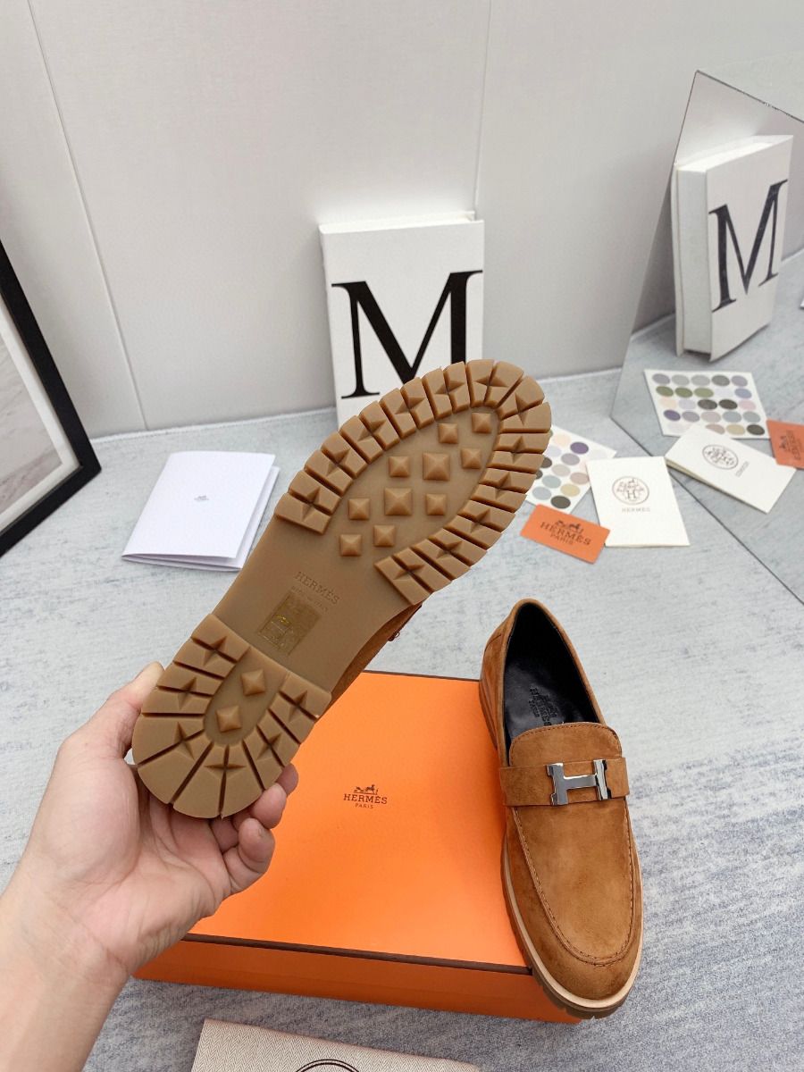 Hermes Women's Faubourg Loafers in Brown Suede Leather - Image 7