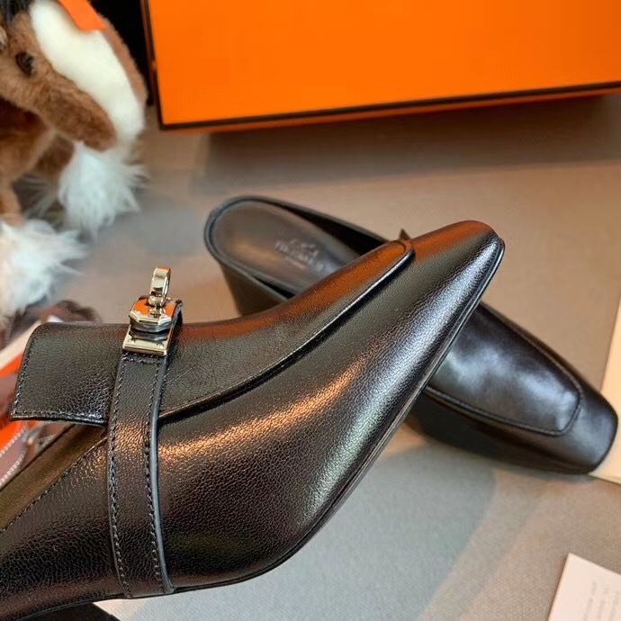 Hermes Blossom Mules 60mm In Black Goatskin - Image 9