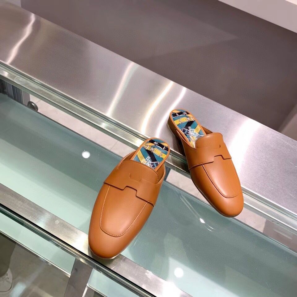 Hermes Catena Mules In Brown Calfskin - Image 6