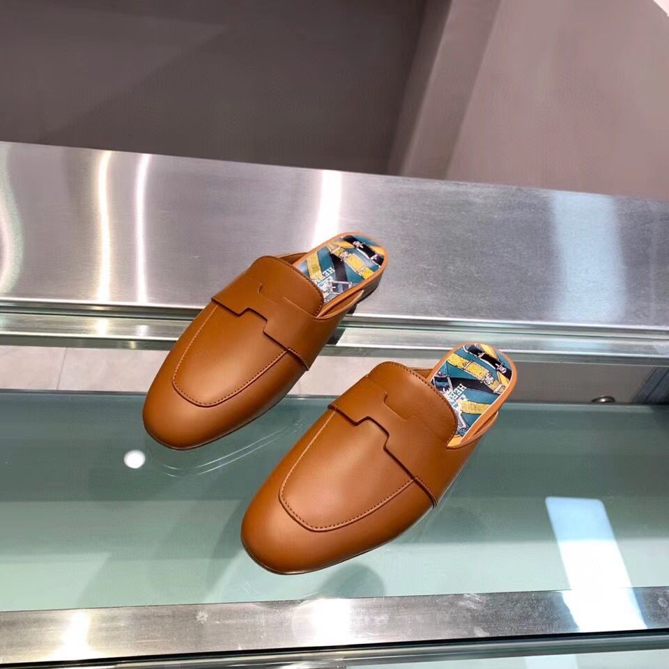 Hermes Catena Mules In Brown Calfskin - Image 9