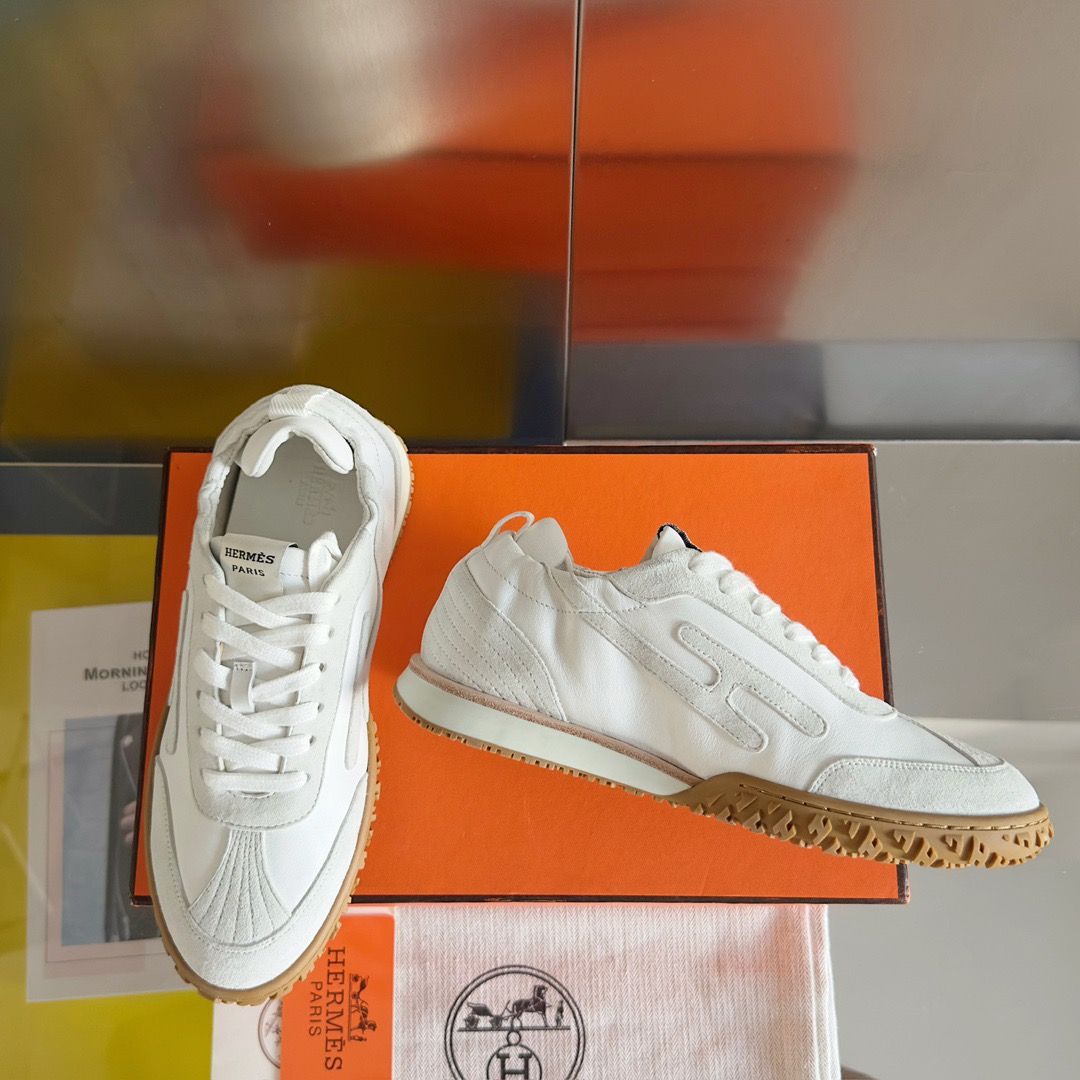 Hermes Women's Jet Sneakers in White Nappa Leather - Image 5