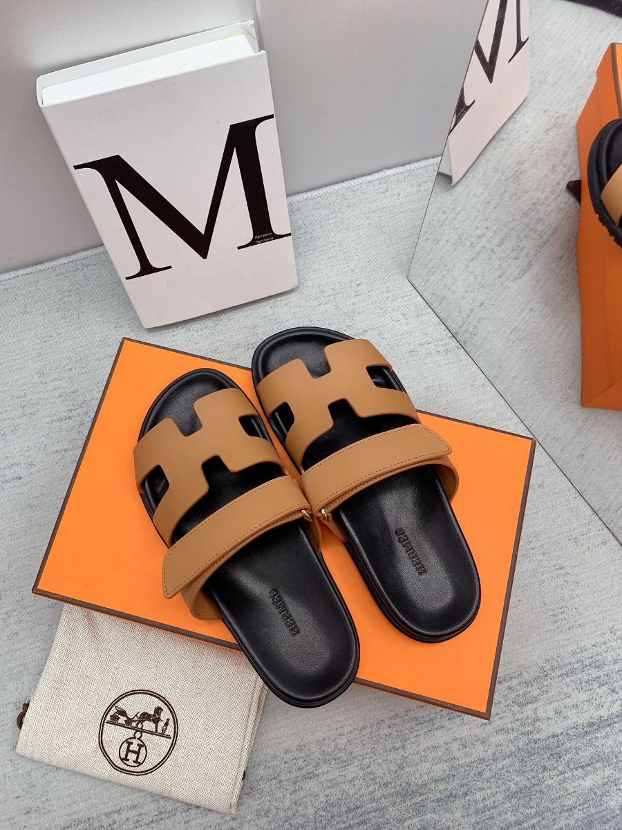 Hermes Women's Chypre Sandals In Brown Calfskin - Image 5