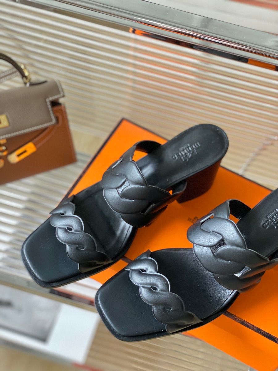 Hermes Gaby Sandals 60mm in Black Nappa Leather - Image 7