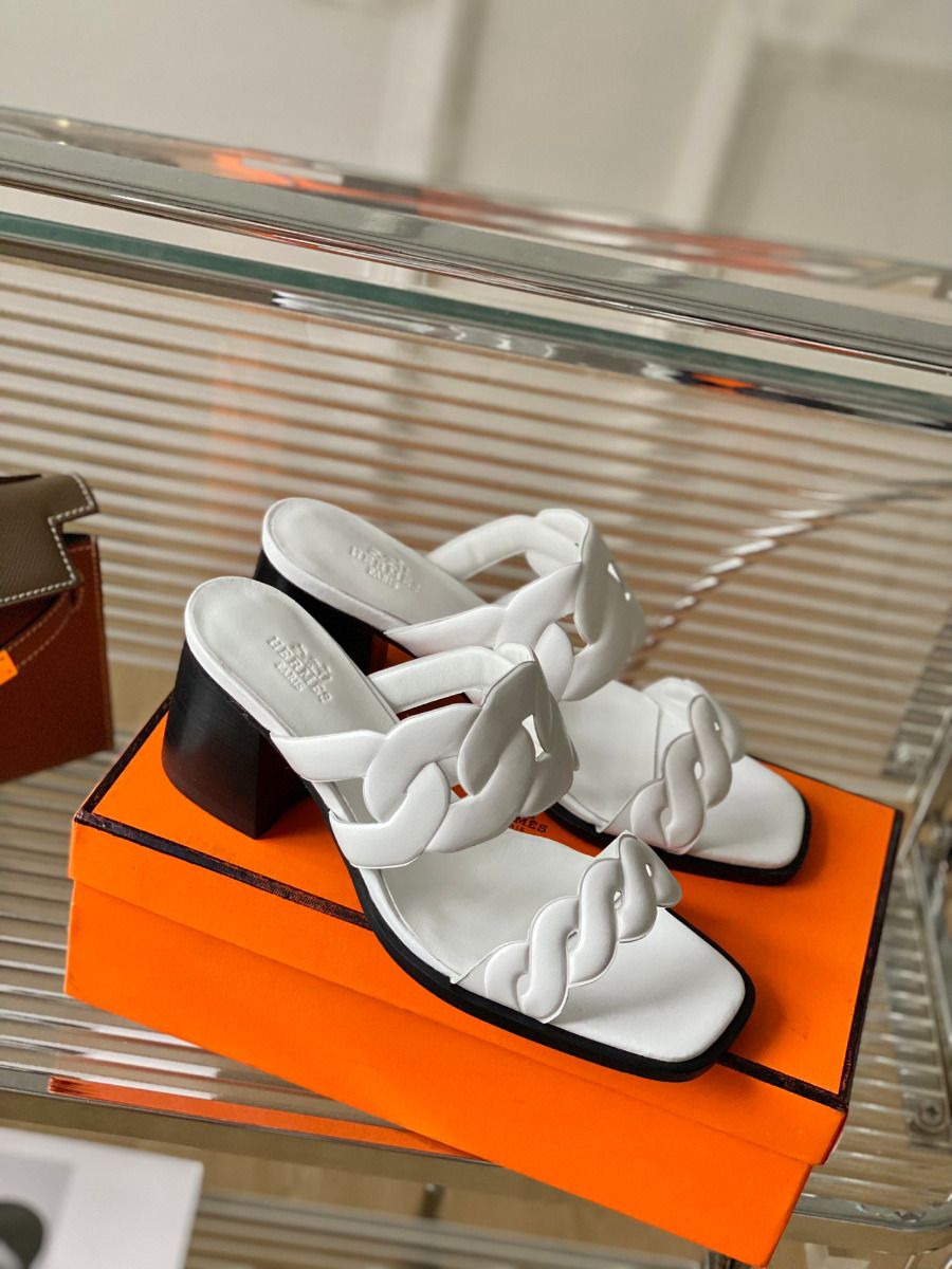 Hermes Gaby Sandals 60mm in White Nappa Leather - Image 5