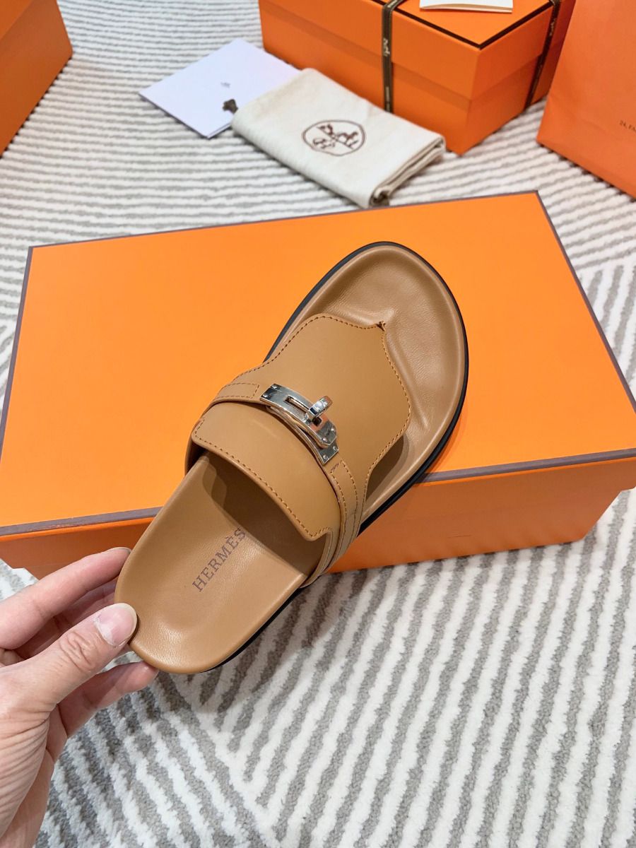 Hermes Empire Sandals in Brown Calfskin - Image 6