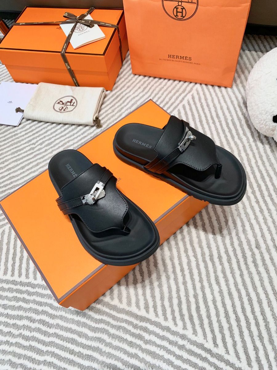 Hermes Empire Sandals in Black Calfskin - Image 6