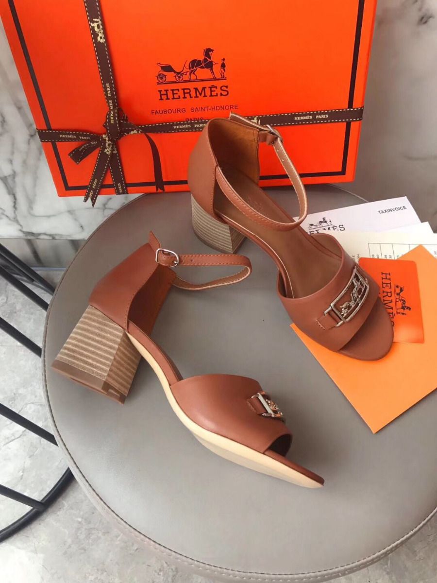 Hermes Viaggio 60MM Sandals In Brown Leather - Image 4