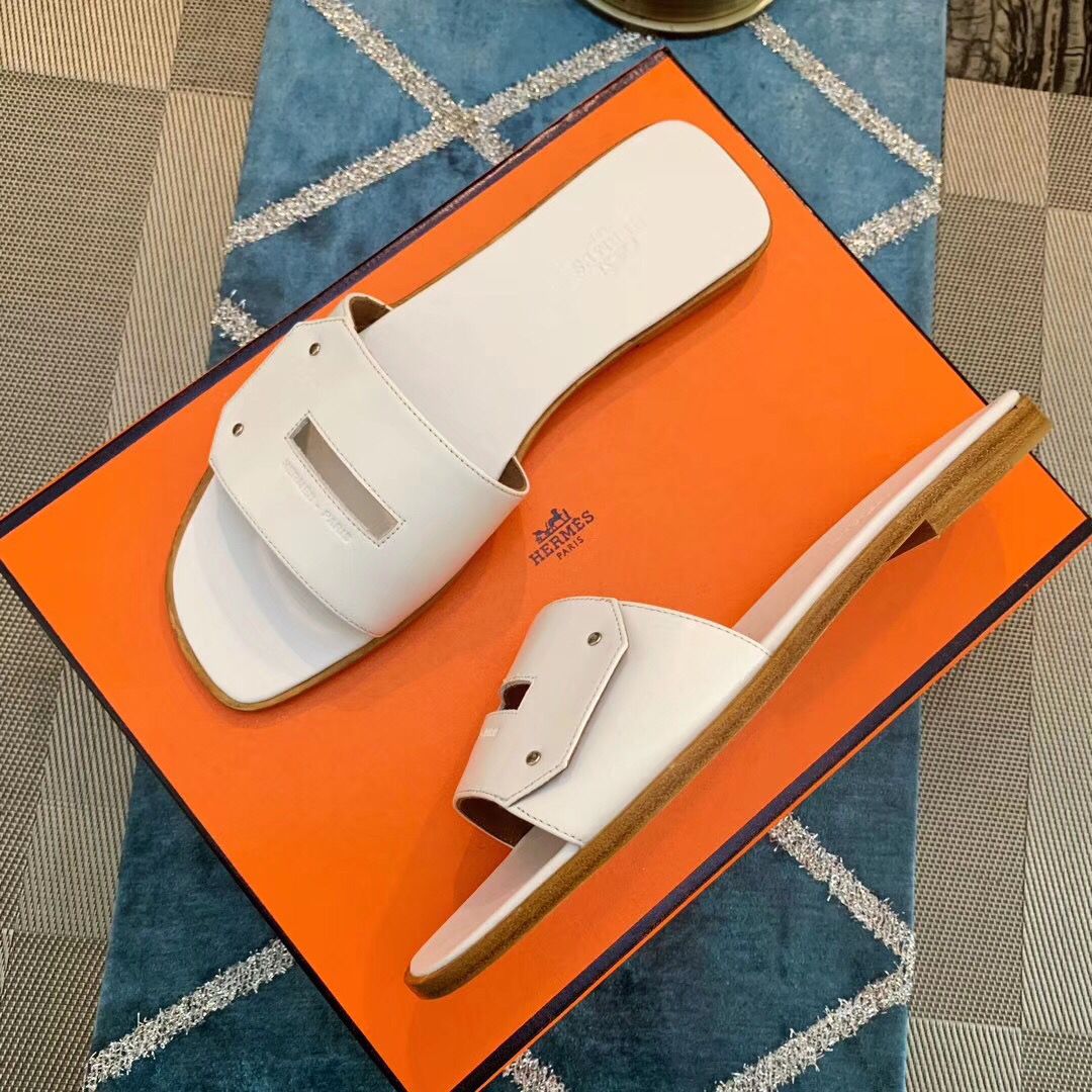 Hermes View Sandals In White Calfskin leather - Image 7