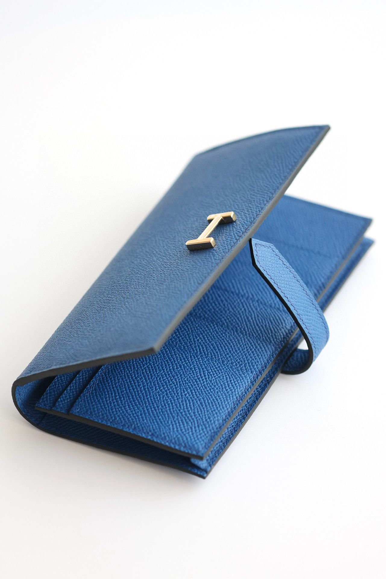 Hermes Bearn Long Handmade Wallet in Blue France Epsom Calfskin - Image 5