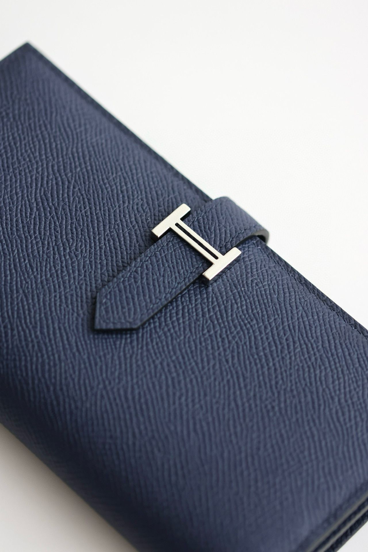 Hermes Bearn Long Handmade Wallet in Blue Saphir Epsom Calfskin