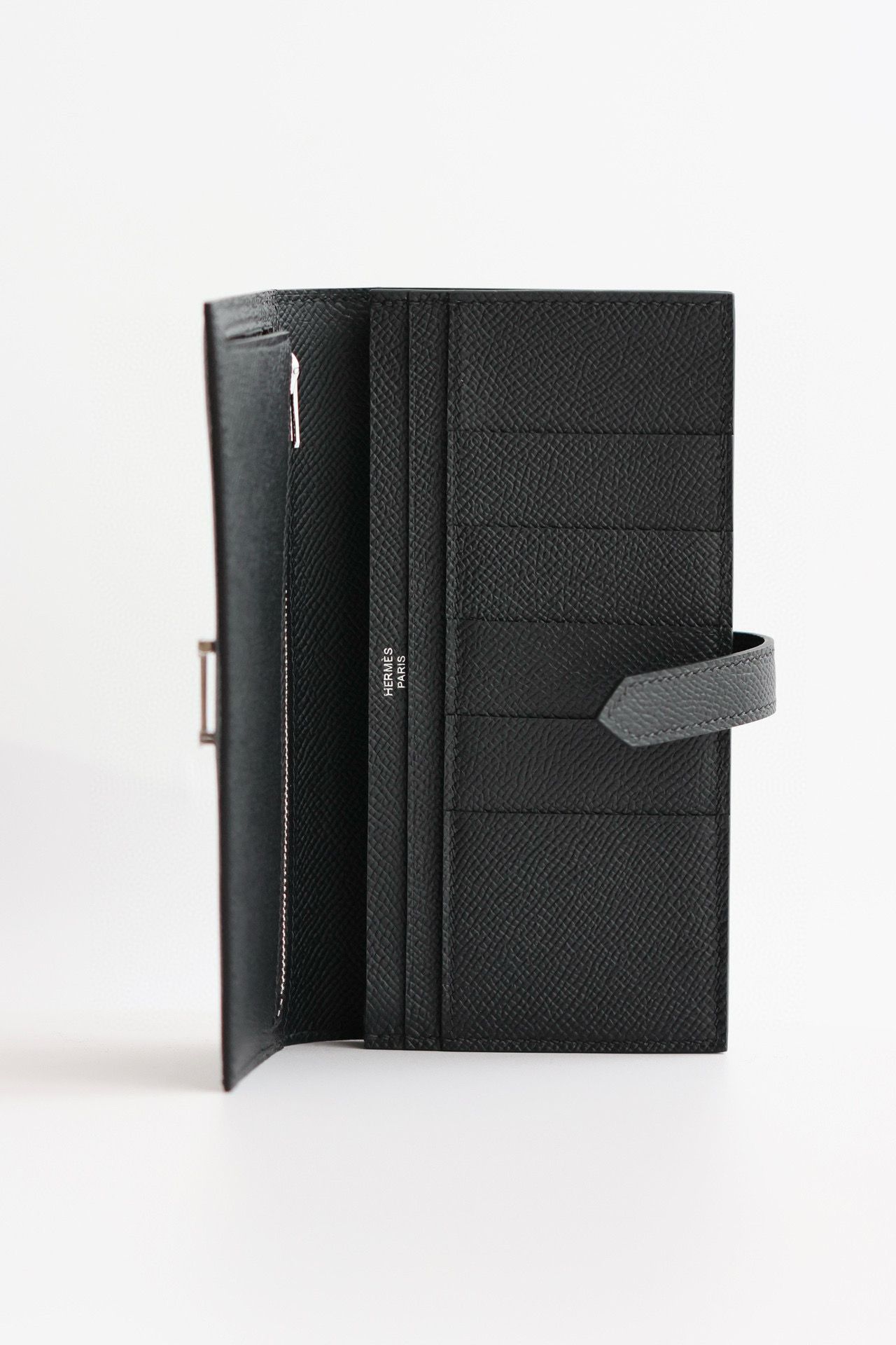Hermes Bearn Long Handmade Wallet in Black Epsom Calfskin - Image 4