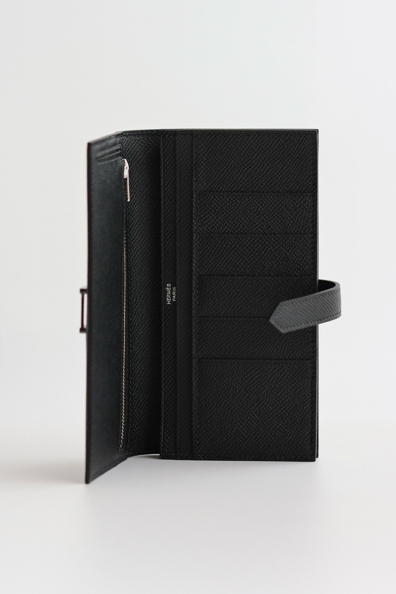 Hermes Bearn Long Handmade Wallet in All Black - Image 4
