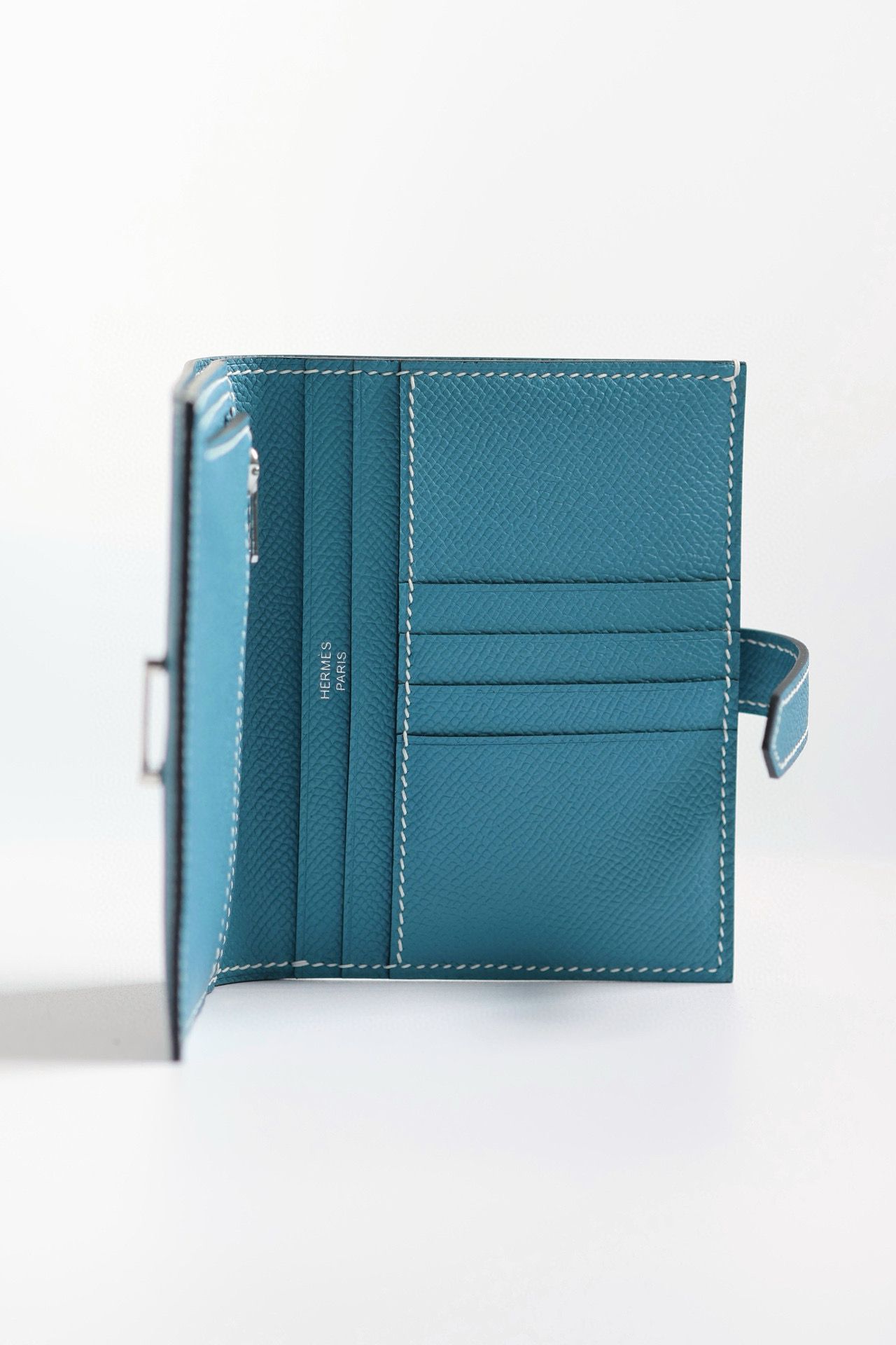 Hermes Bearn Compact Handmade Wallet in Blue Jean Epsom Calfskin - Image 7