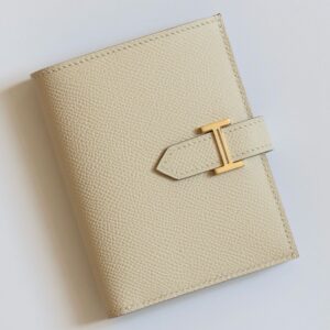 Hermes Bearn Compact Handmade Wallet in Craie Epsom Calfskin