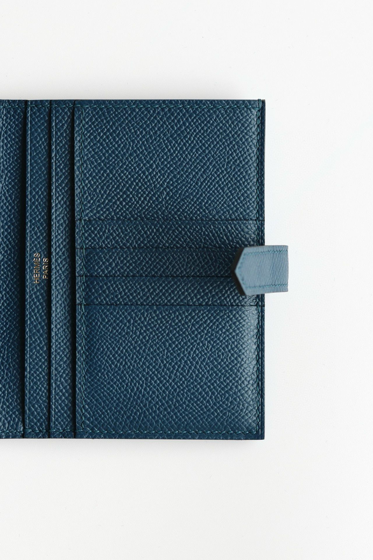 Hermes Bearn Compact Handmade Wallet in Deep Blue Epsom Calfskin - Image 5