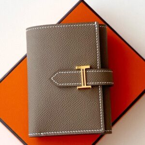 Hermes Bearn Tri-fold Handmade Wallet in Taupe Epsom Leather