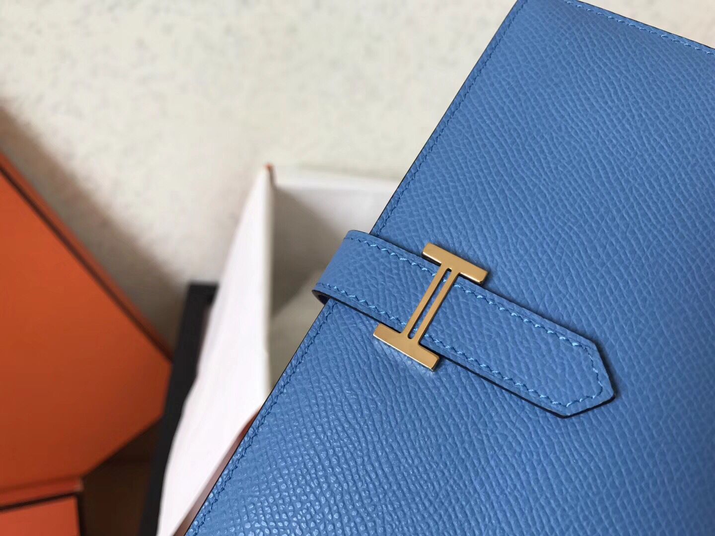 Hermes Blue Jean Epsom Bearn Gusset Wallet - Image 6