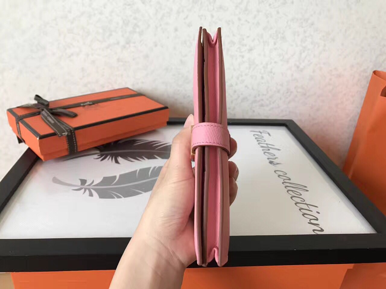 Hermes Pink Epsom Bearn Gusset Wallet - Image 5