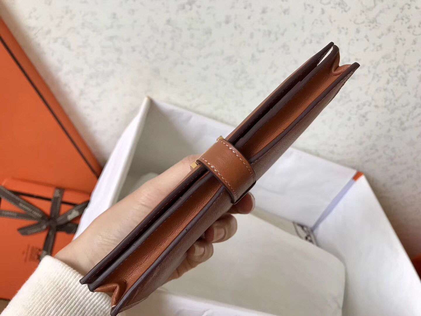 Hermes Gold Swift Bearn Gusset Wallet - Image 4