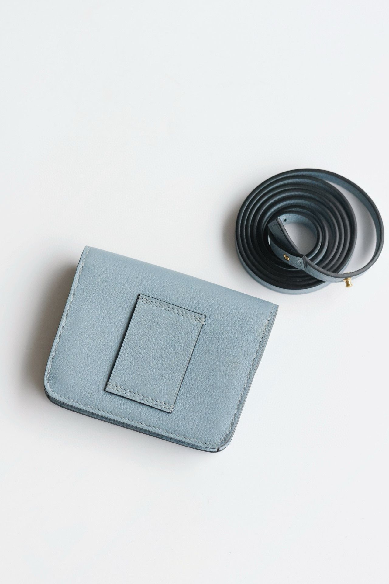 Hermes Constance Slim Wallet in Blue Lin Evercolor Calfskin - Image 10