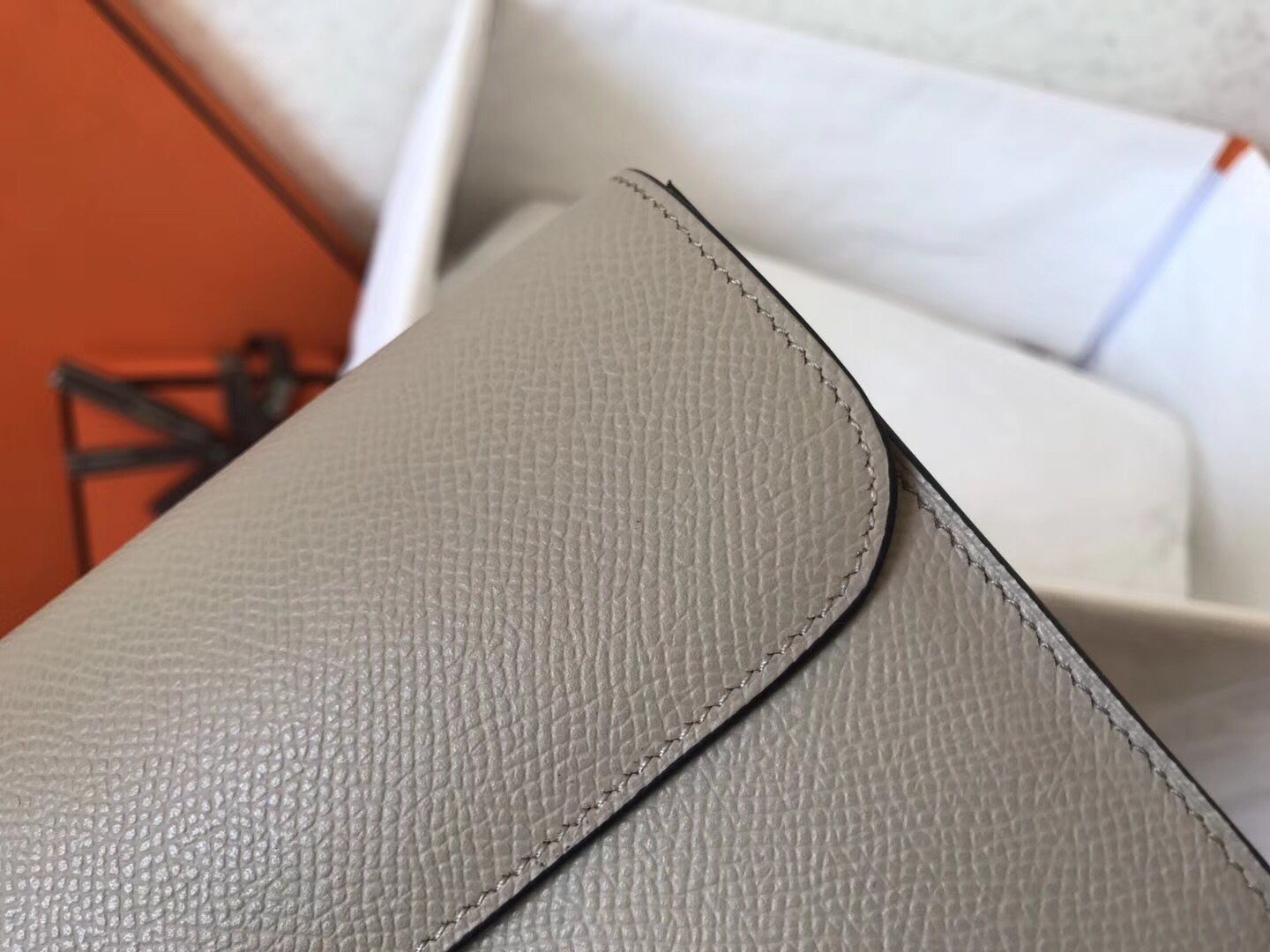 Hermes Constance Long Wallet In Grey Epsom Leather - Image 7