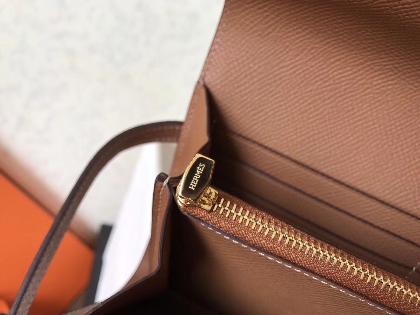 Hermes Kelly Classic Long Wallet In Brown Epsom Leather - Image 8