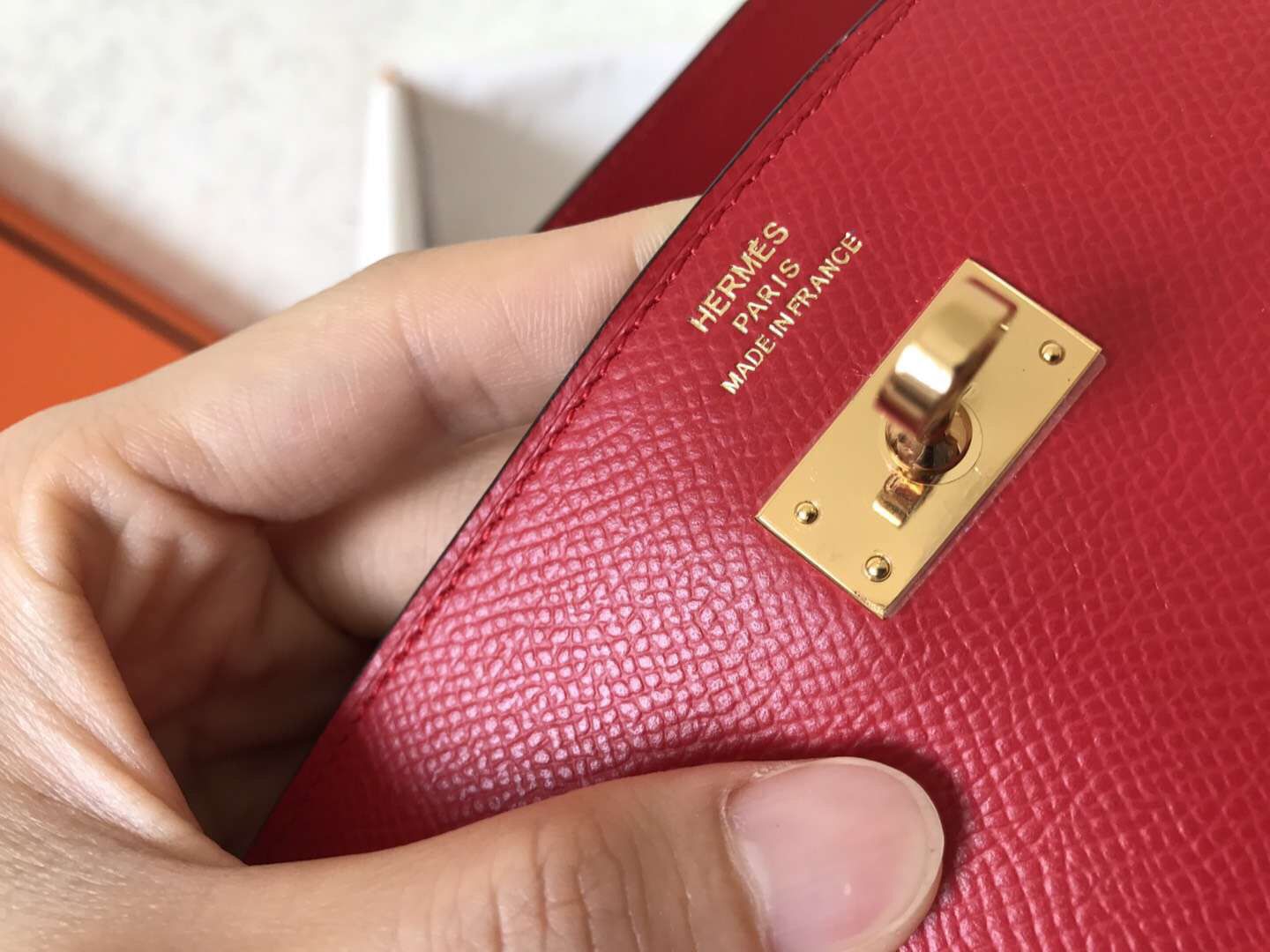 Hermes Kelly Classic Long Wallet In Red Epsom Leather - Image 8