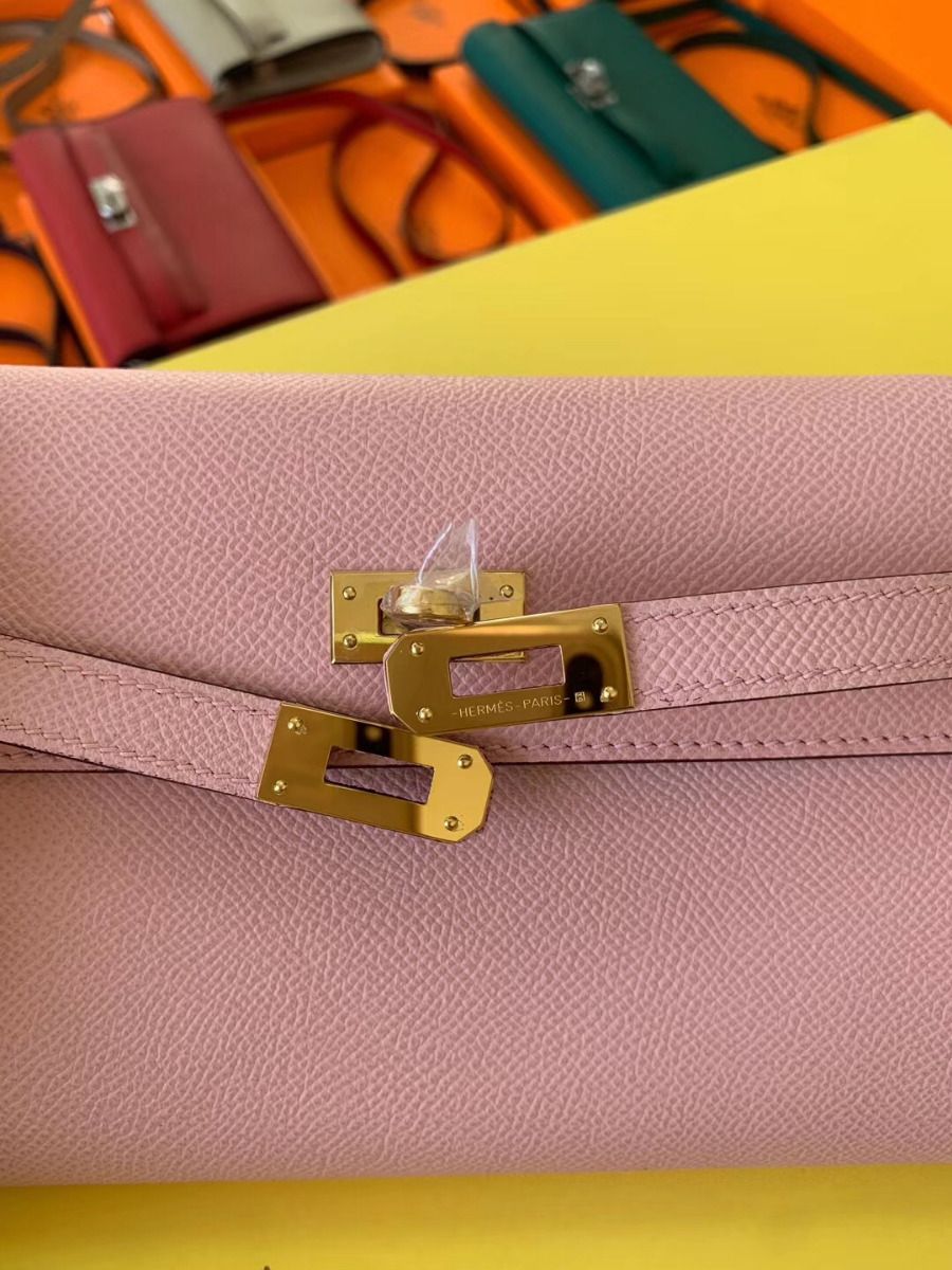 Hermes Kelly Classique To Go Wallet In Pink Epsom Calfskin - Image 5