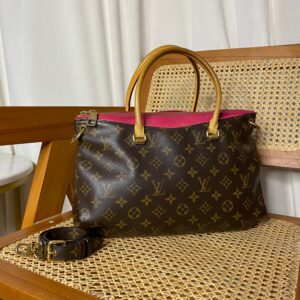 Louis Vuitton Monogram Red Pallas 2 Way Tote Bag W/ Strap