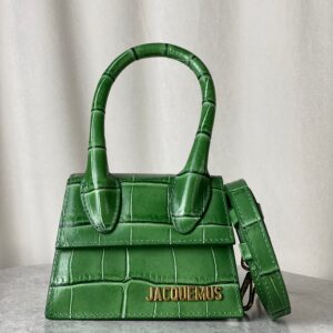 Jacquemus Green Croco Embossed Chiquito Mini Tote Bag