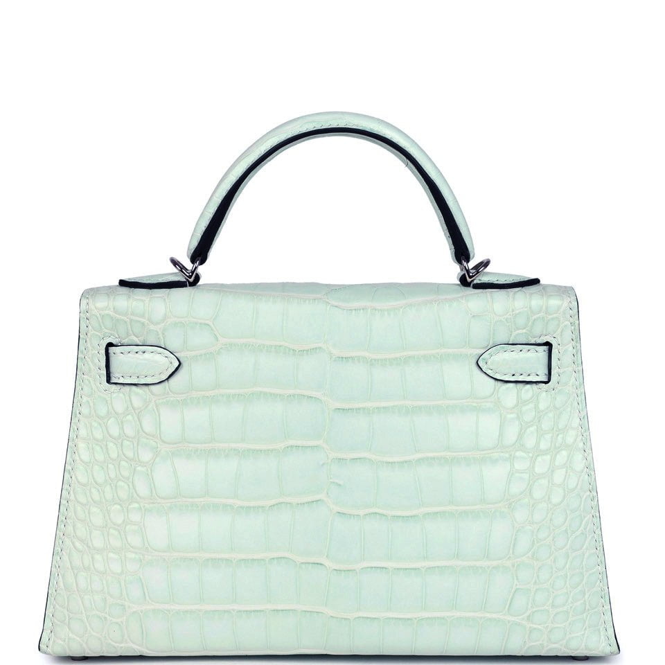Hermes Kelly Sellier 20 Vert Peppermint Matte Alligator Palladium Hardware - Image 6