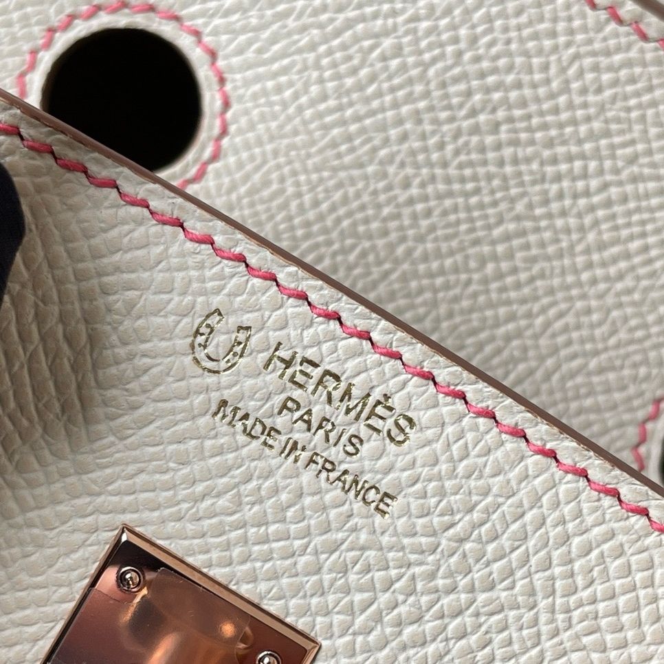 Hermes HSS Birkin 25 Sellier Bag in Craie and Rose Confetti Epsom Calfskin - Image 10