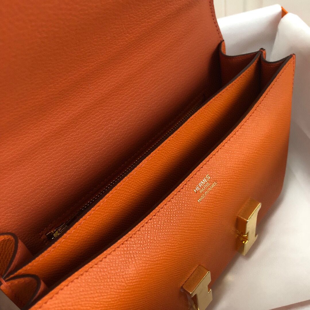 Hermes Orange Constance MM 24cm Epsom Leather Bag - Image 8